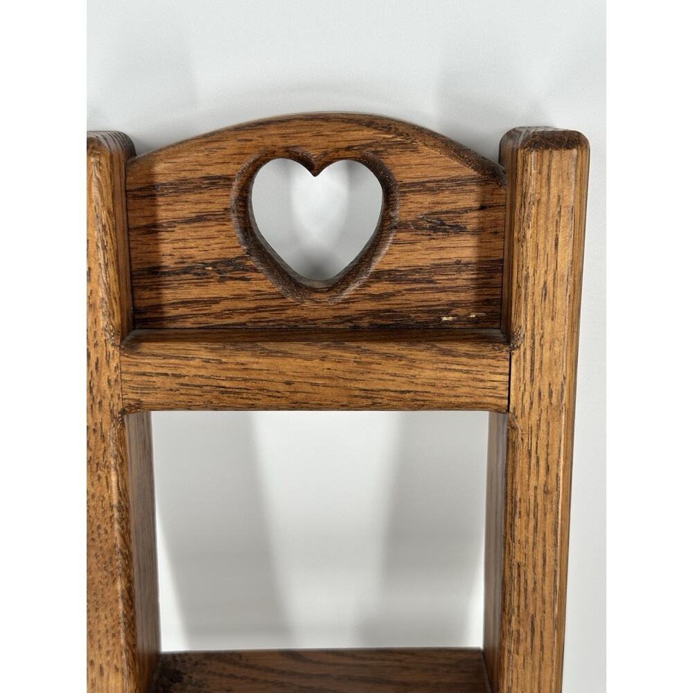 VTG Heart Knick Knack Wooden Wall Shelf 18x5 inch Trinket 2 Pegs Cottage Core - Picture 2 of 6
